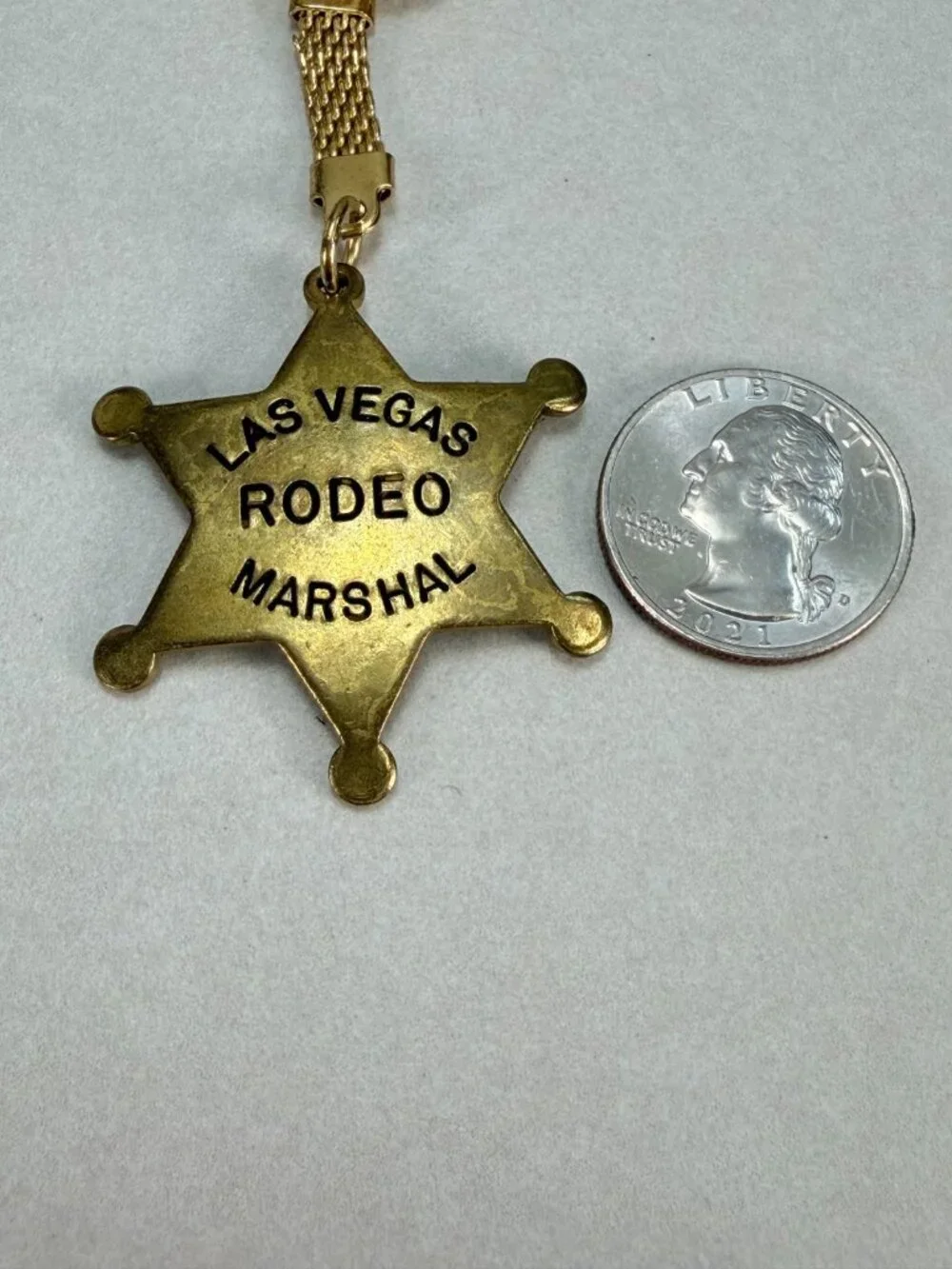 Vintage Las Vegas Rodeo Marshal Sheriff Star Brass Keychain Souvenir Collectible